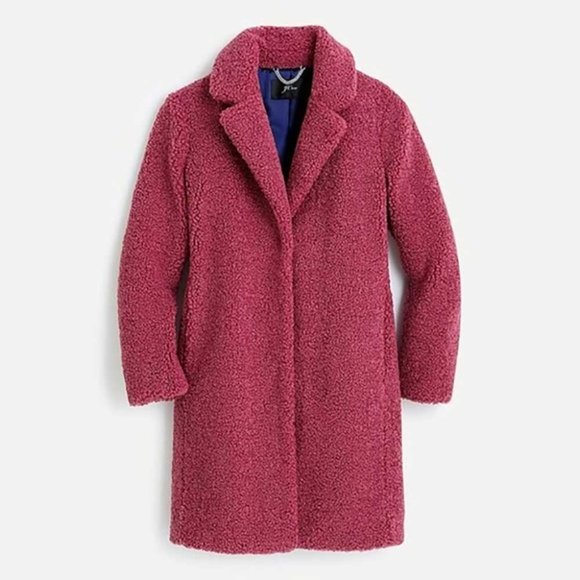 J. Crew Teddy sherpa winter coat in dark rose